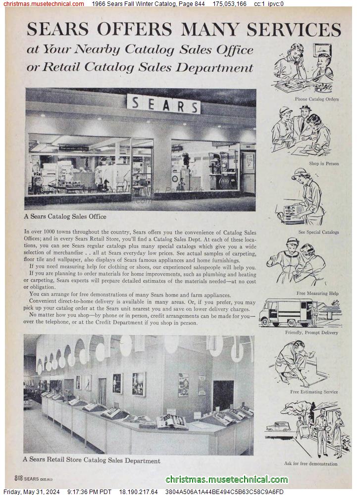 1966 Sears Fall Winter Catalog, Page 844