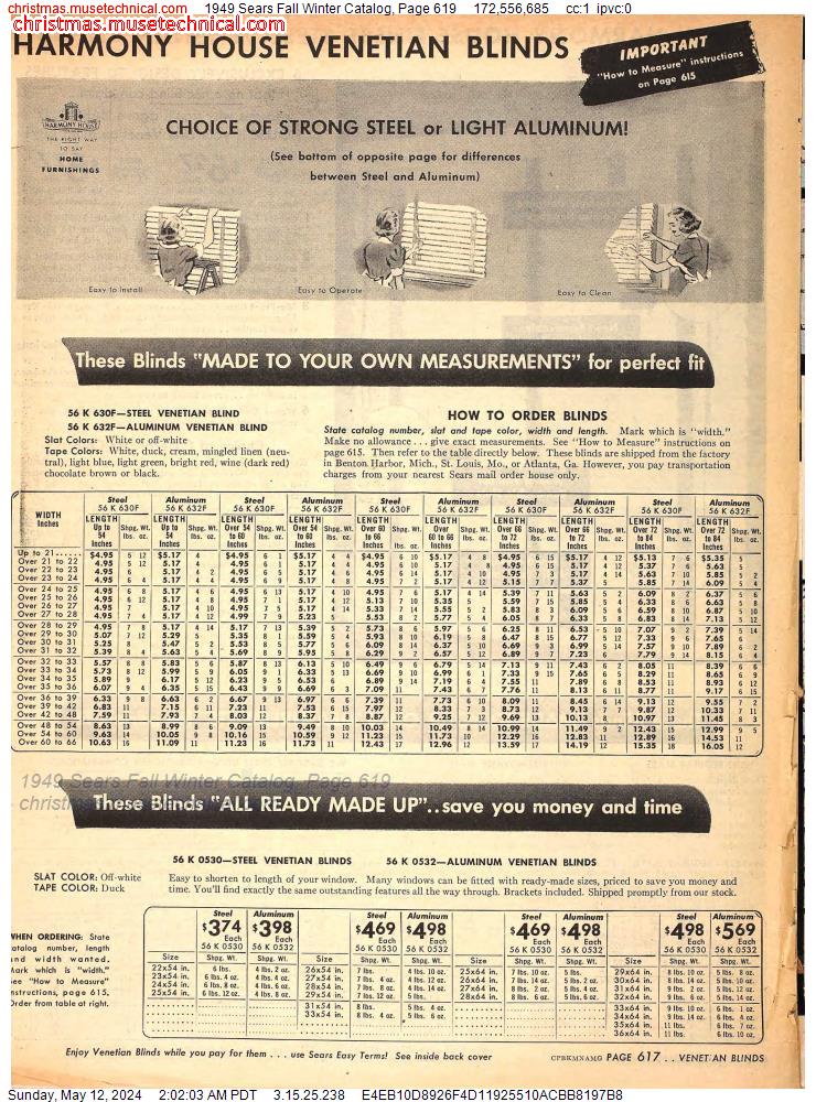 1949 Sears Fall Winter Catalog, Page 619