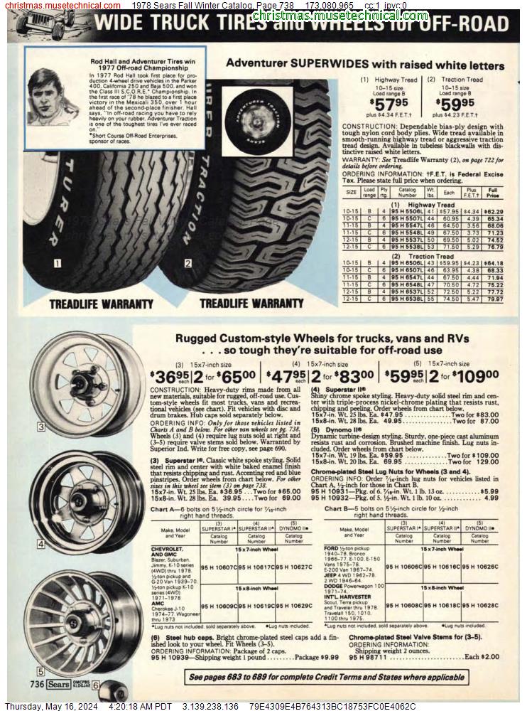 1978 Sears Fall Winter Catalog, Page 738