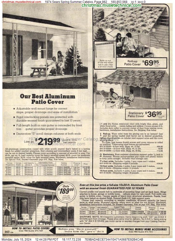 1974 Sears Spring Summer Catalog, Page 862