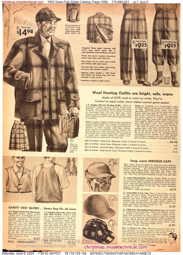 1952 Sears Fall Winter Catalog, Page 1068