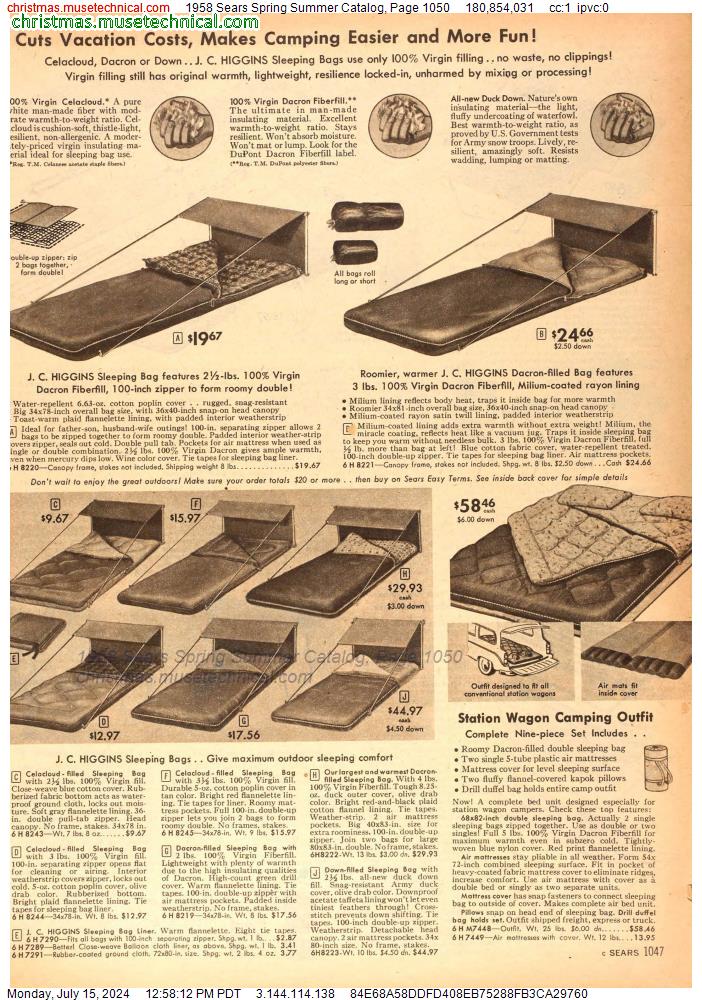 1958 Sears Spring Summer Catalog, Page 1050