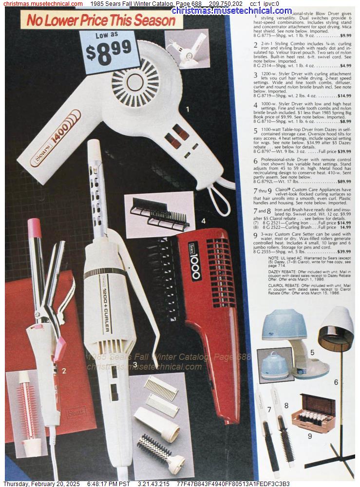 1985 Sears Fall Winter Catalog, Page 688