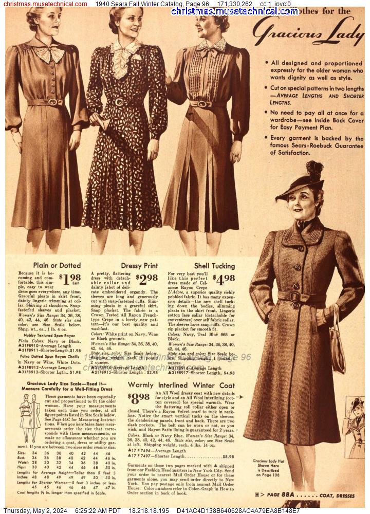 1940 Sears Fall Winter Catalog, Page 96