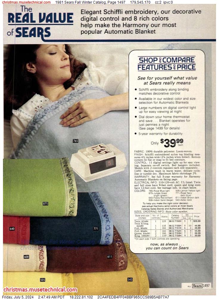 1981 Sears Fall Winter Catalog, Page 1497