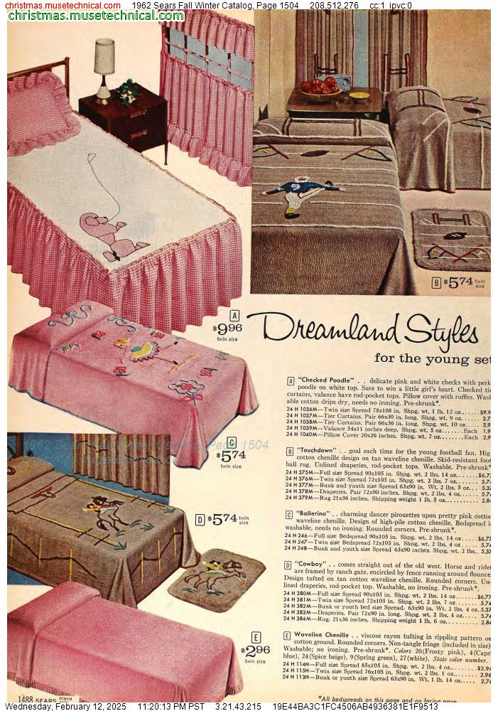 1962 Sears Fall Winter Catalog, Page 1504