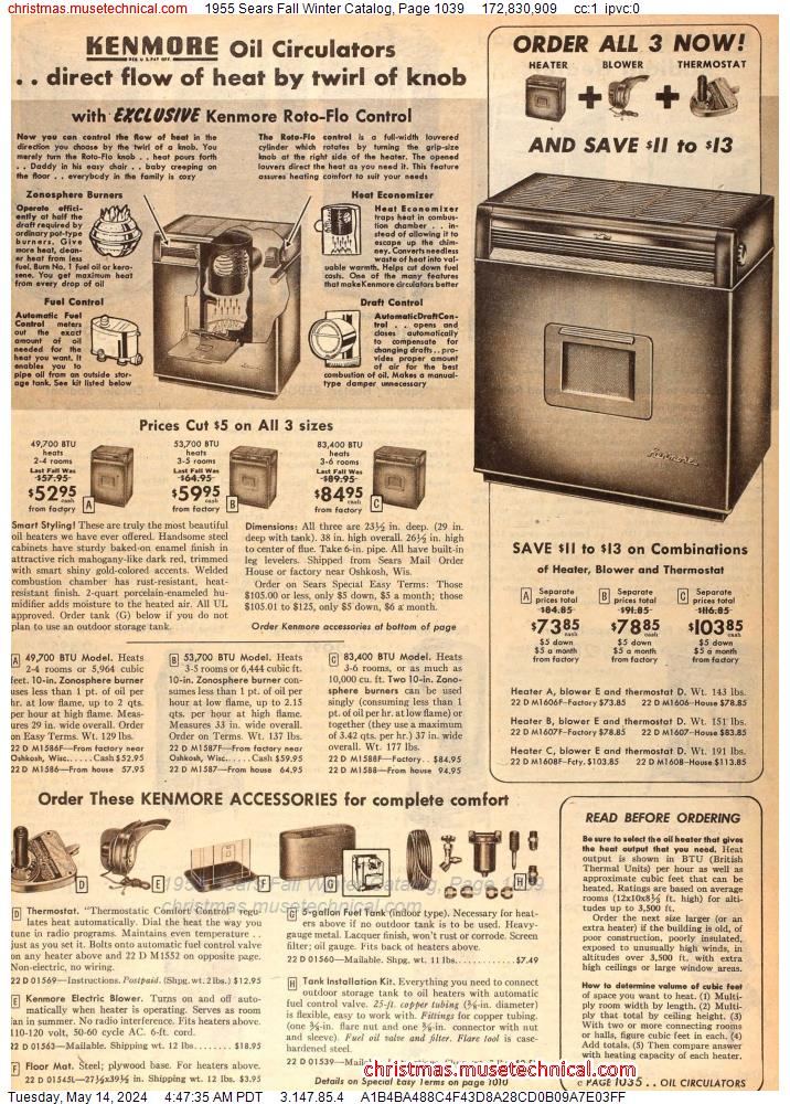 1955 Sears Fall Winter Catalog, Page 1039