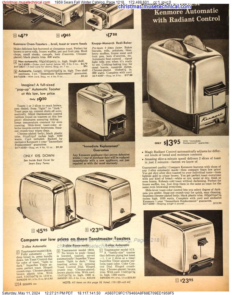 1959 Sears Fall Winter Catalog, Page 1218