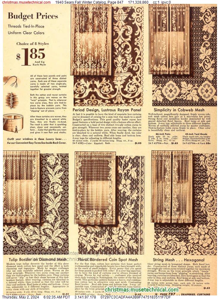 1940 Sears Fall Winter Catalog, Page 847