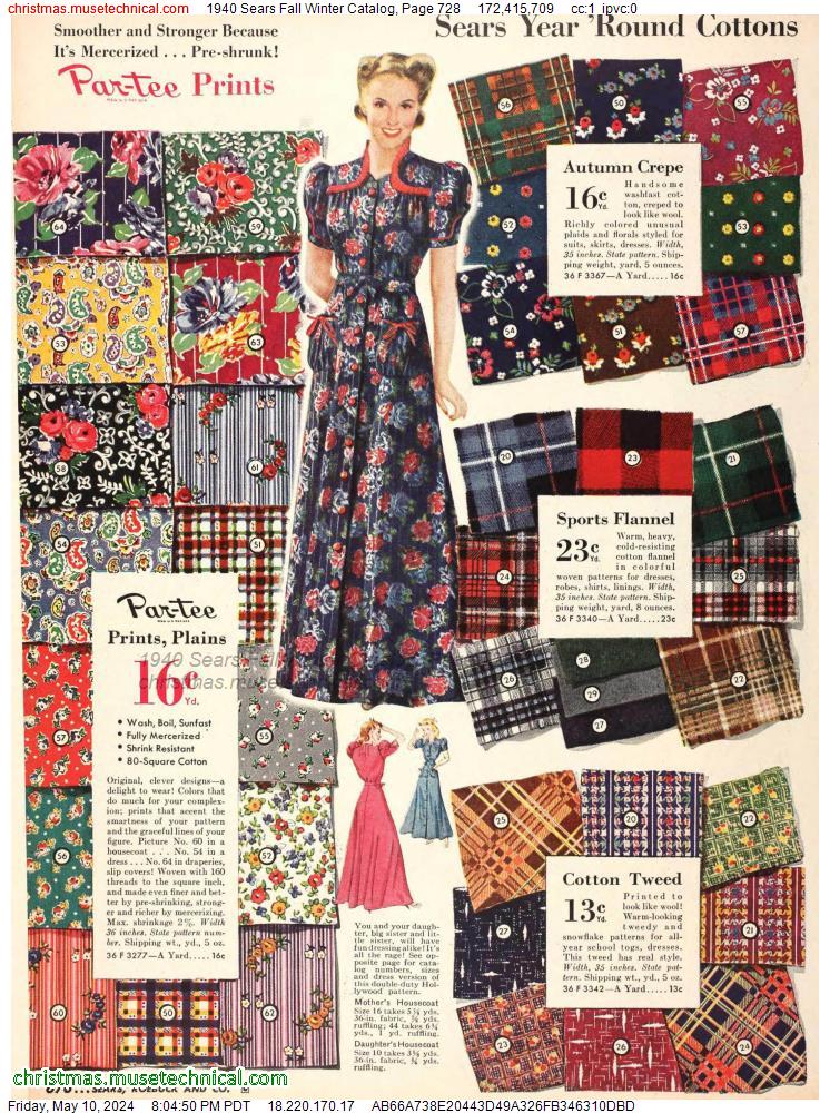 1940 Sears Fall Winter Catalog, Page 728