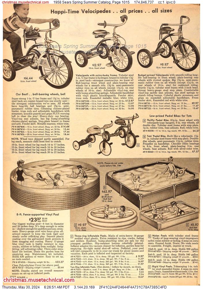 1958 Sears Spring Summer Catalog, Page 1015