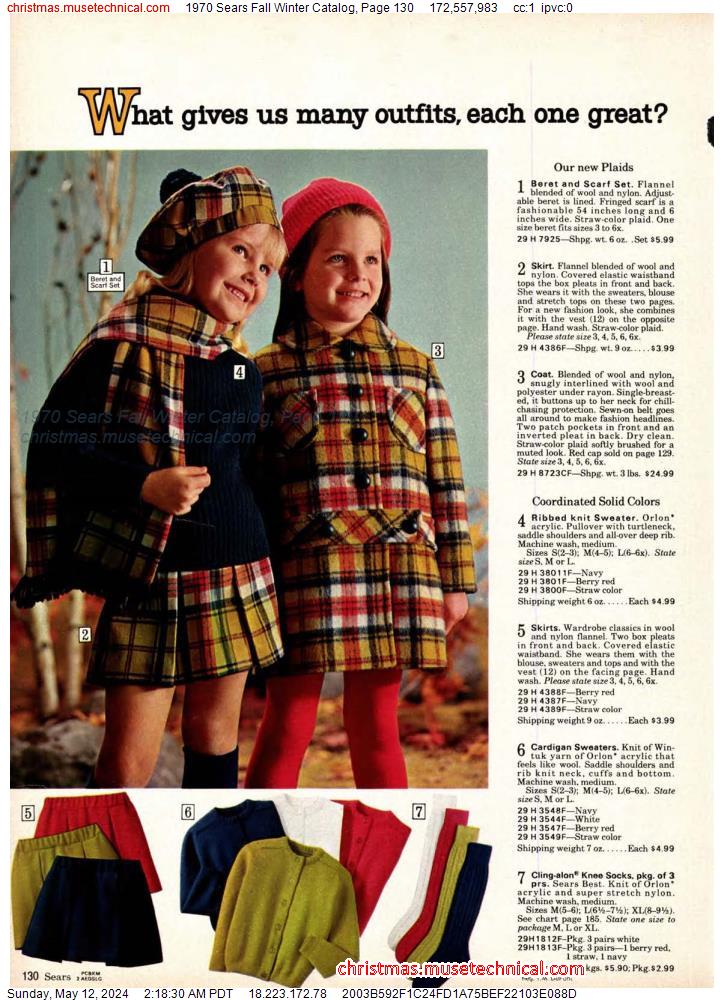 1970 Sears Fall Winter Catalog, Page 130