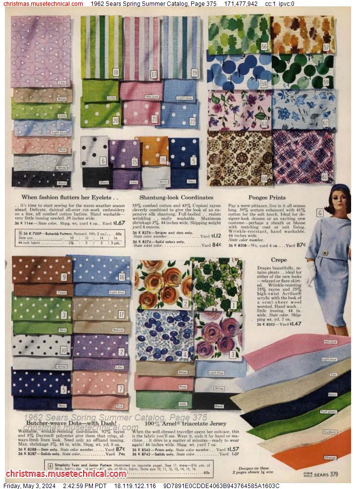 1962 Sears Spring Summer Catalog, Page 375
