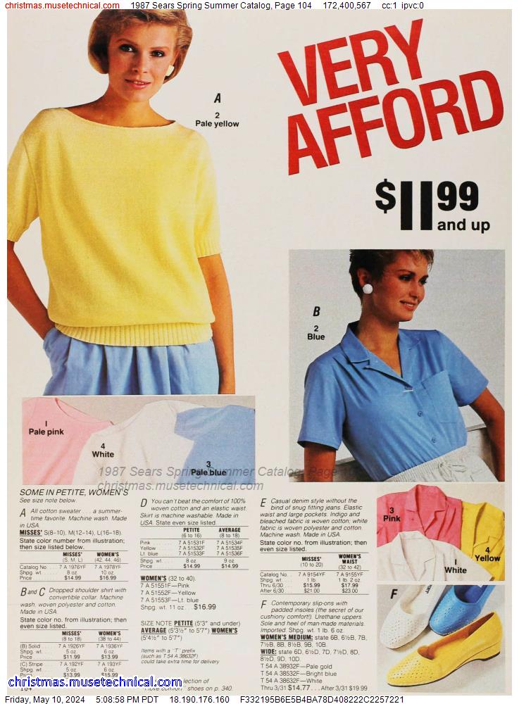 1987 Sears Spring Summer Catalog, Page 104