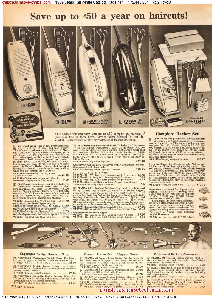 1959 Sears Fall Winter Catalog, Page 744