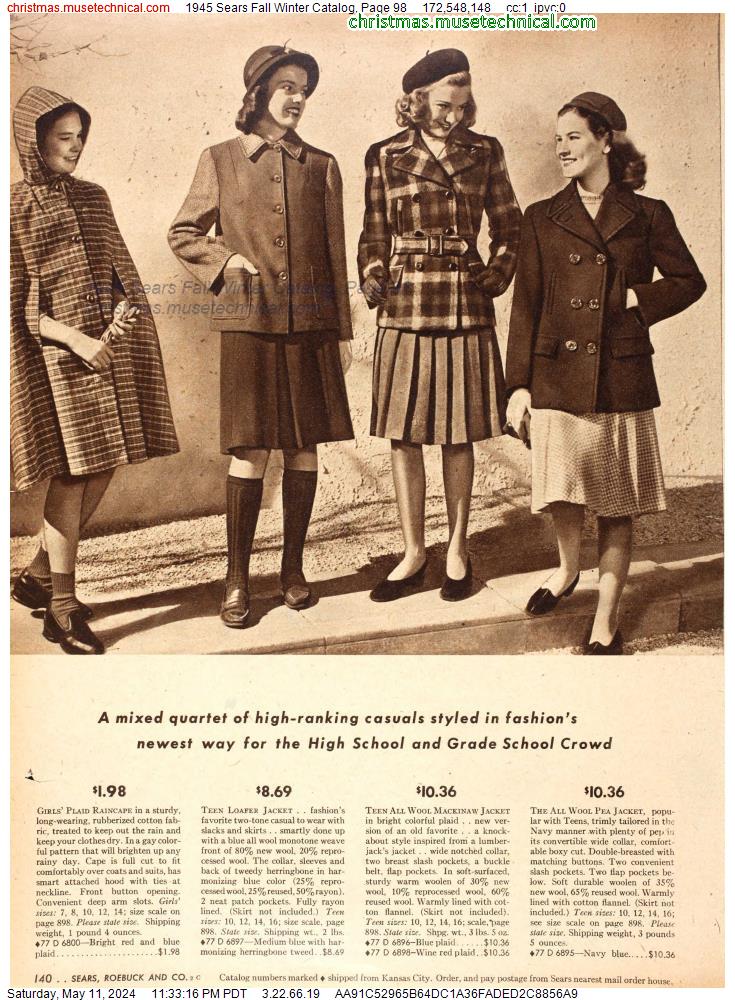 1945 Sears Fall Winter Catalog, Page 98