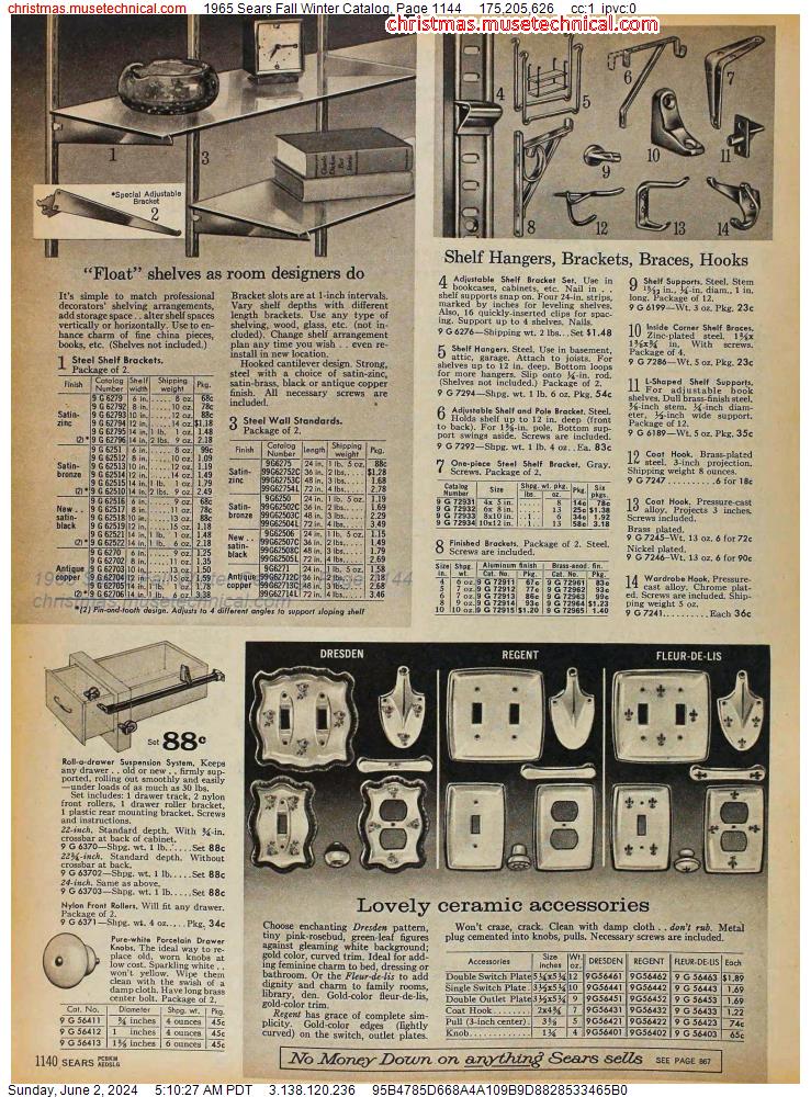 1965 Sears Fall Winter Catalog, Page 1144