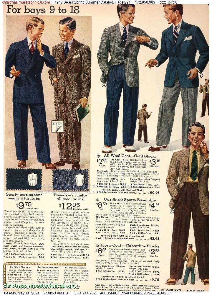 1942 Sears Spring Summer Catalog, Page 291
