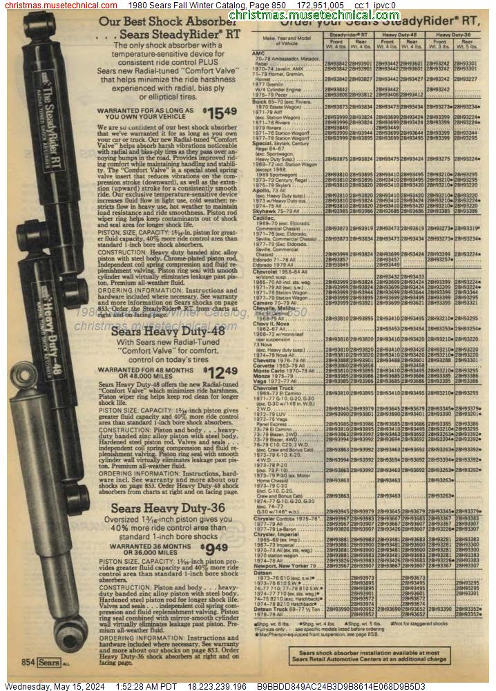 1980 Sears Fall Winter Catalog, Page 850
