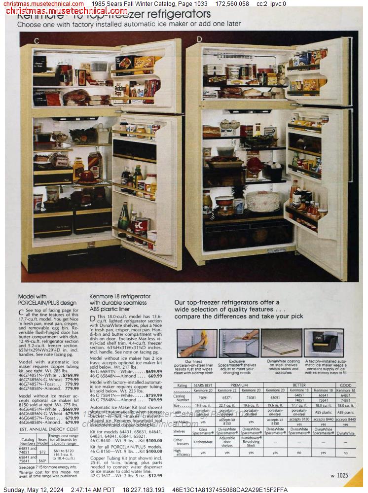 1985 Sears Fall Winter Catalog, Page 1033