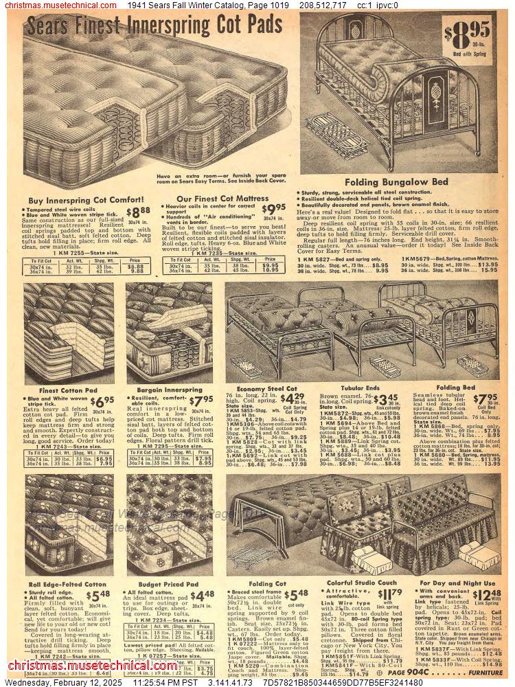 1941 Sears Fall Winter Catalog, Page 1019