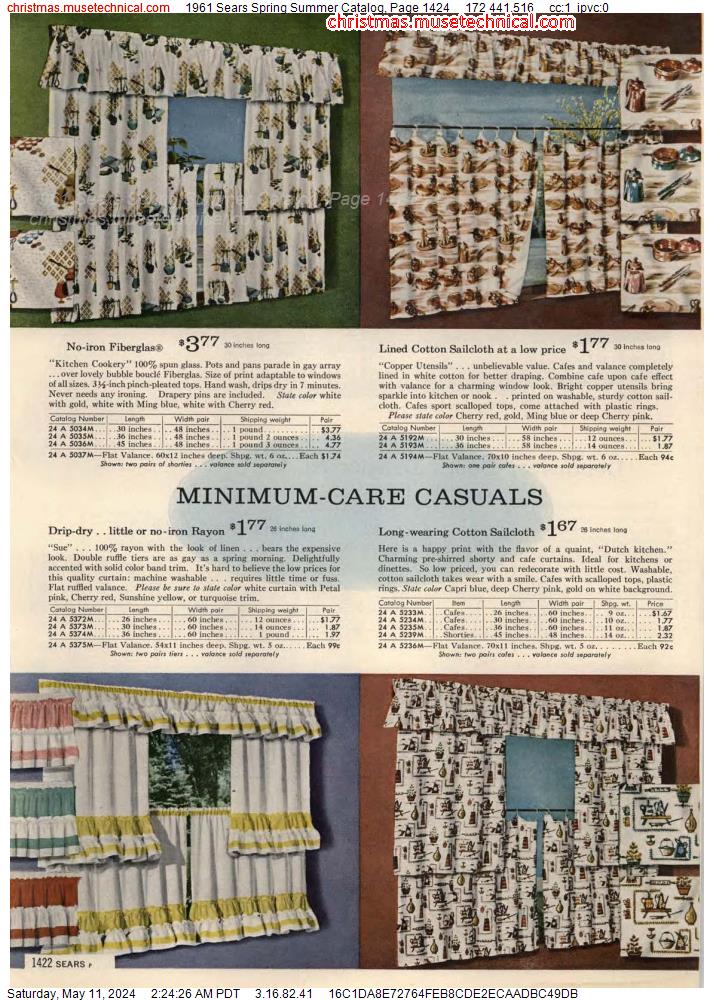 1961 Sears Spring Summer Catalog, Page 1424