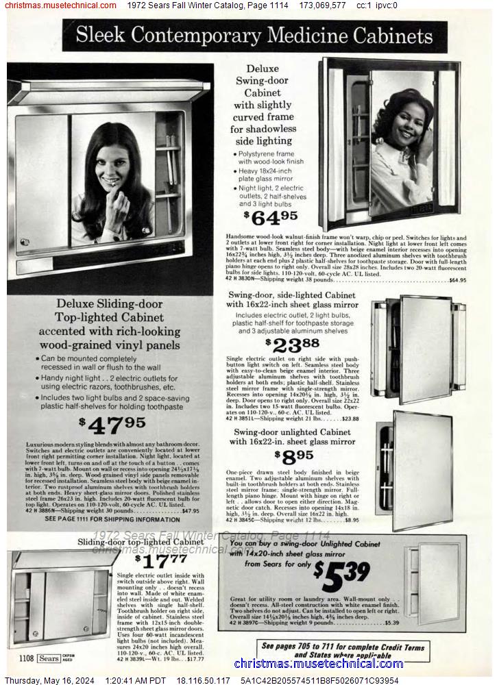 1972 Sears Fall Winter Catalog, Page 1114