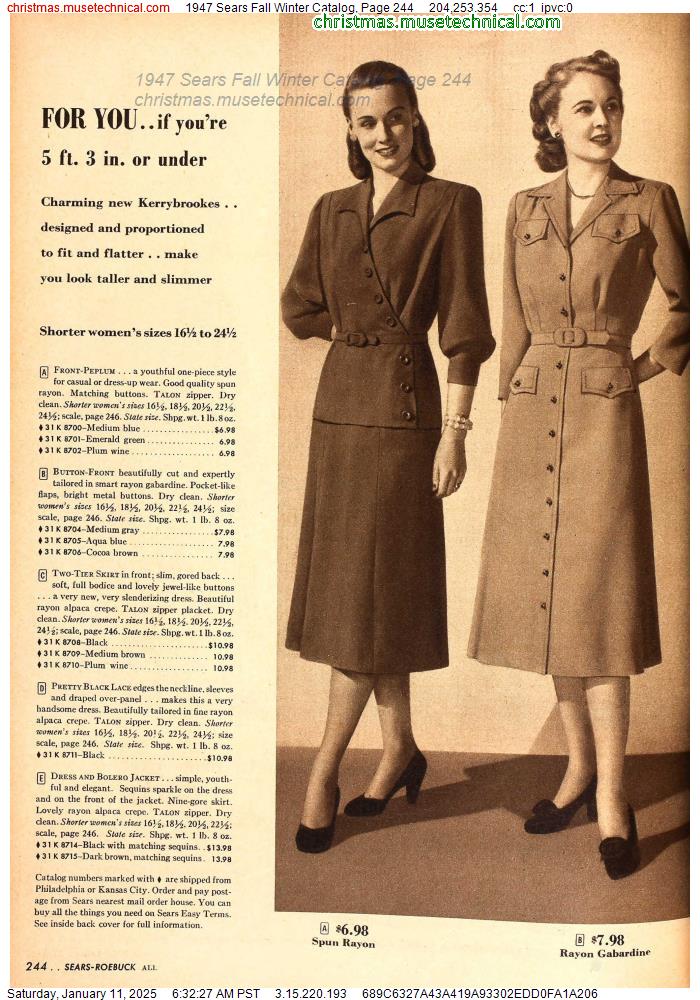 1947 Sears Fall Winter Catalog, Page 244