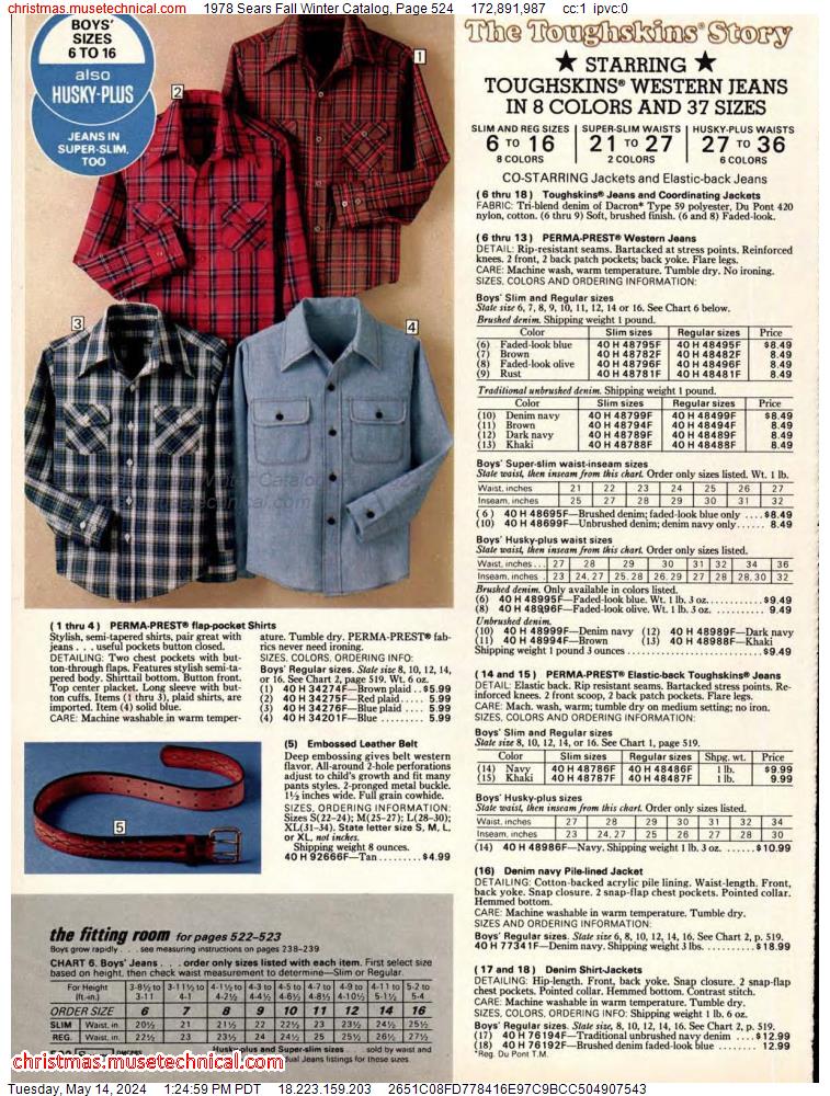 1978 Sears Fall Winter Catalog, Page 524