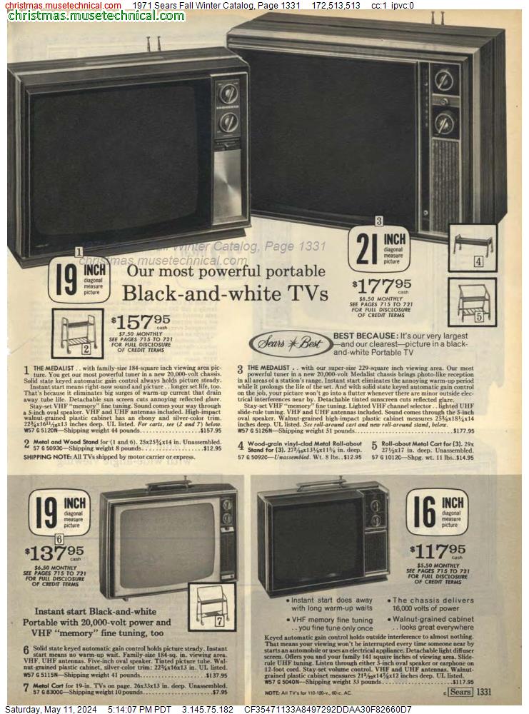 1971 Sears Fall Winter Catalog, Page 1331