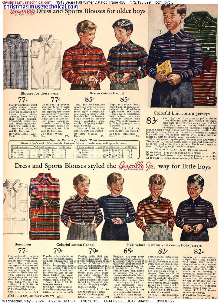 1943 Sears Fall Winter Catalog, Page 450