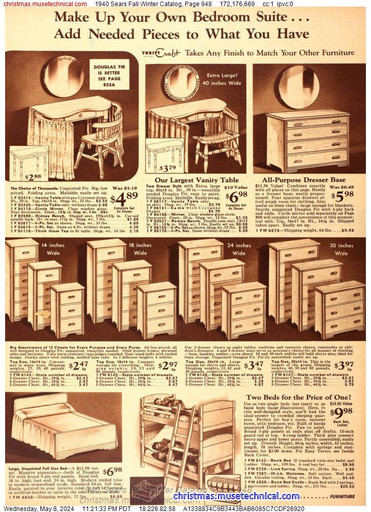 1940 Sears Fall Winter Catalog, Page 948