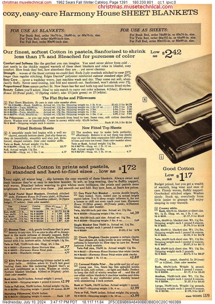 1962 Sears Fall Winter Catalog, Page 1391