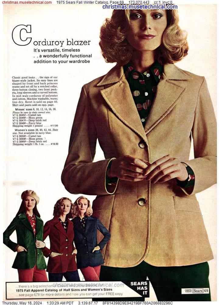 1975 Sears Fall Winter Catalog, Page 69