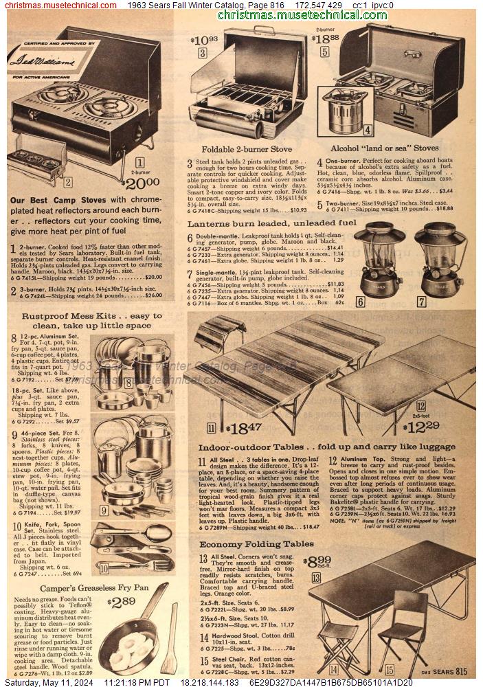1963 Sears Fall Winter Catalog, Page 816
