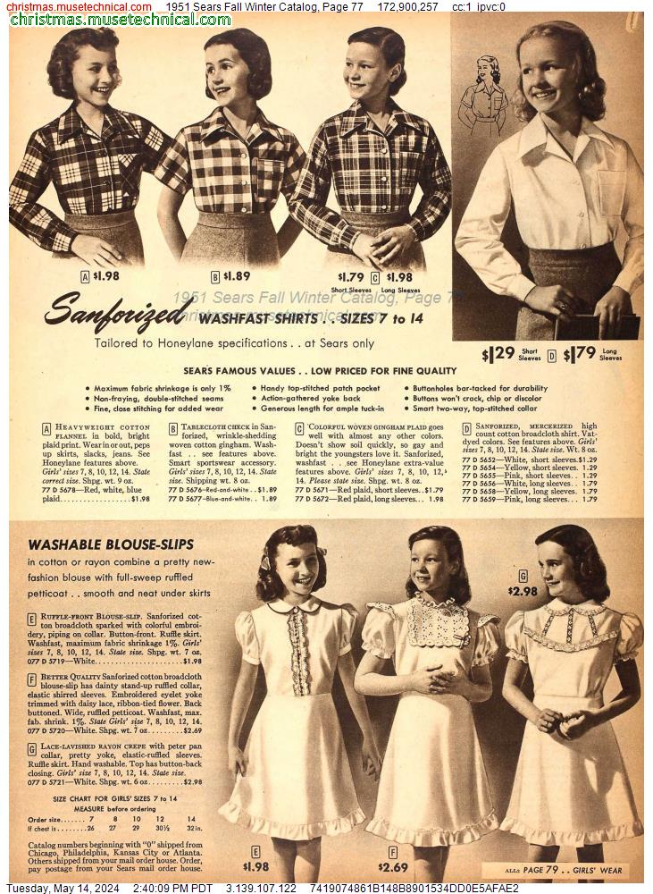 1951 Sears Fall Winter Catalog, Page 77