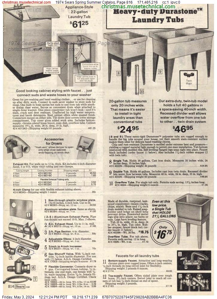 1974 Sears Spring Summer Catalog, Page 816