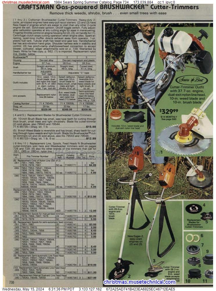 1984 Sears Spring Summer Catalog, Page 734