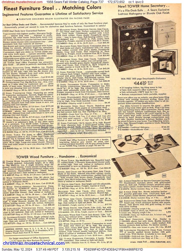 1956 Sears Fall Winter Catalog, Page 737