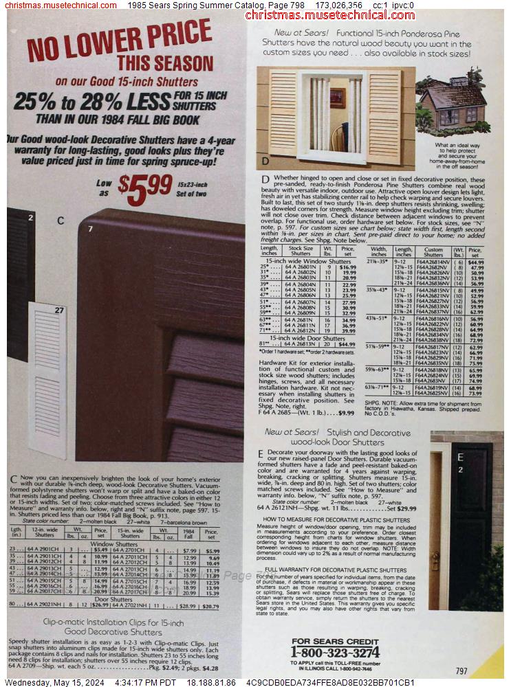 1985 Sears Spring Summer Catalog, Page 798