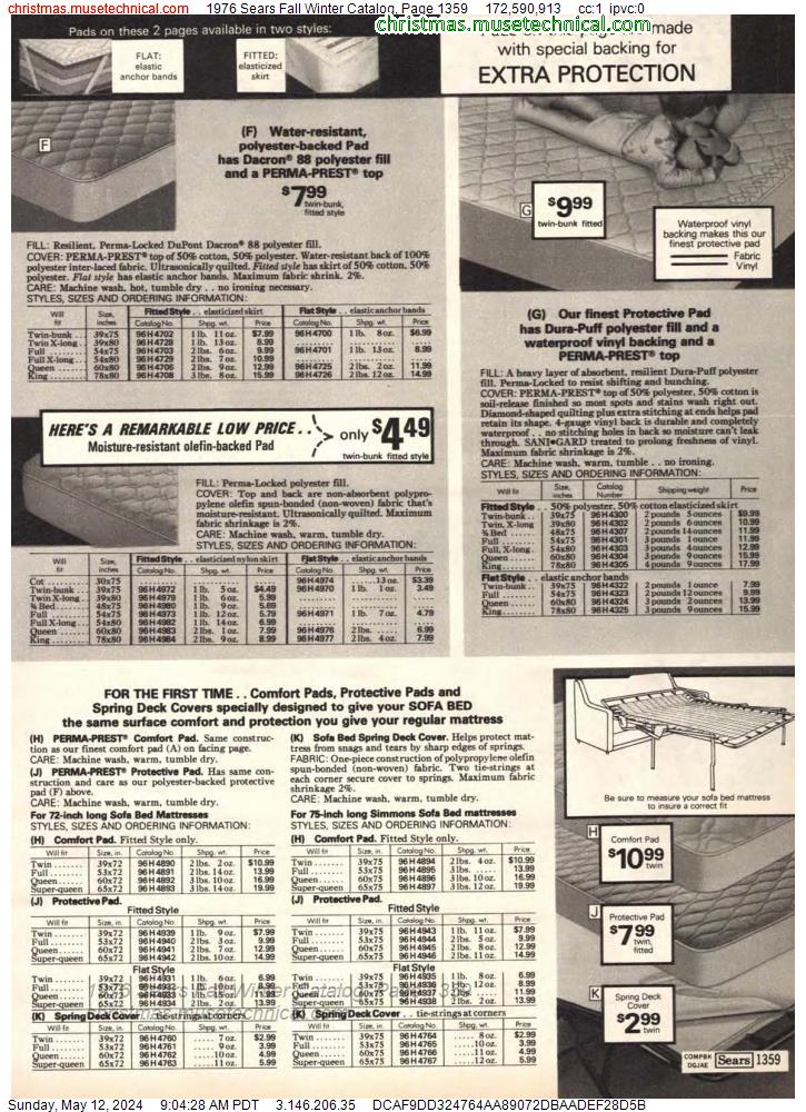 1976 Sears Fall Winter Catalog, Page 1359