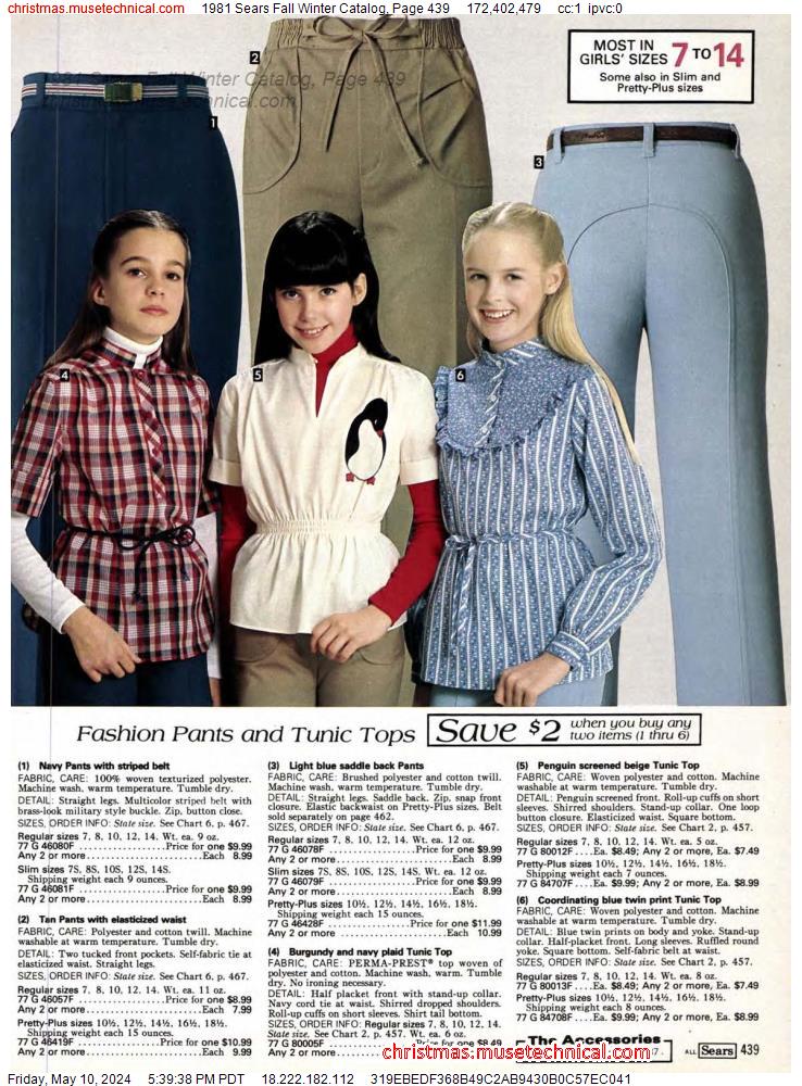 1981 Sears Fall Winter Catalog, Page 439