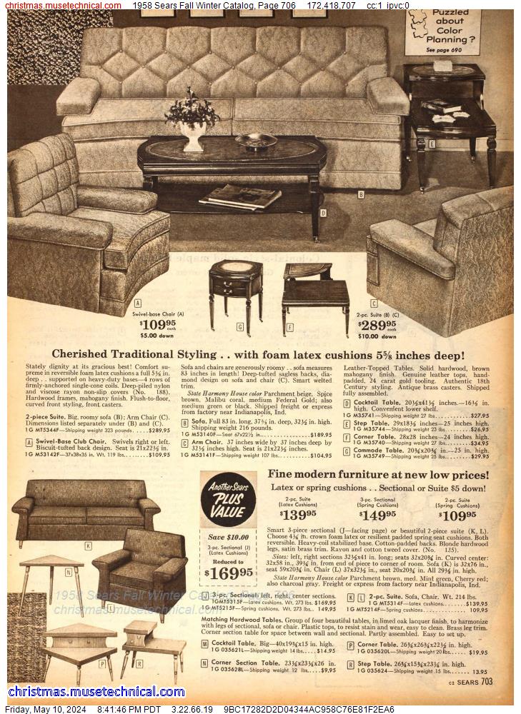 1958 Sears Fall Winter Catalog, Page 706