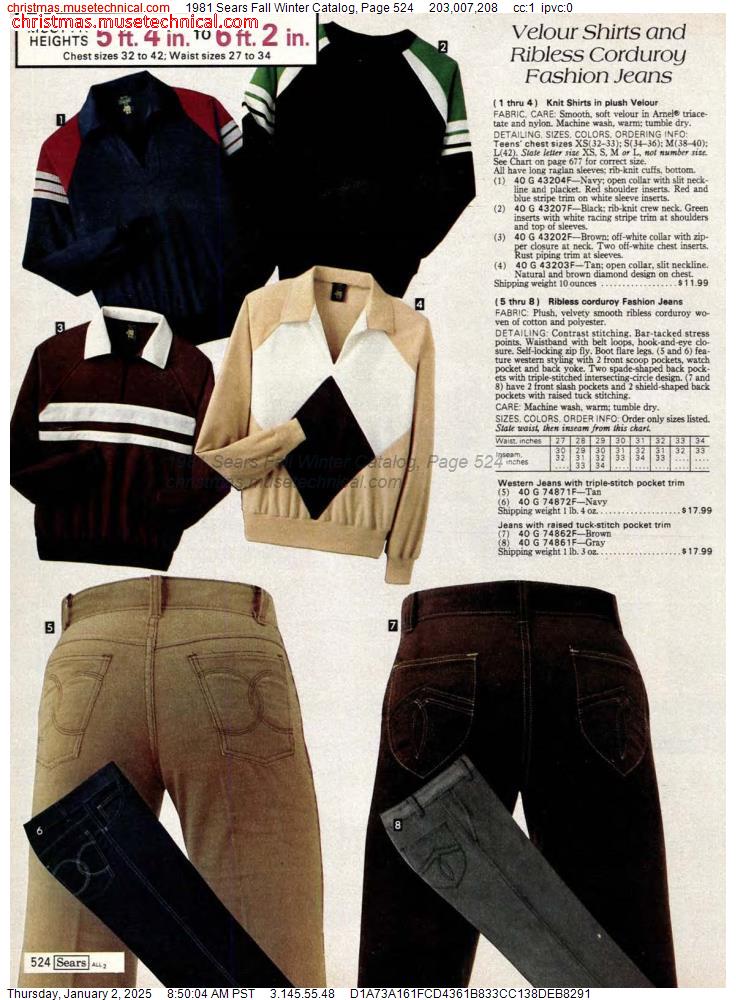 1981 Sears Fall Winter Catalog, Page 524