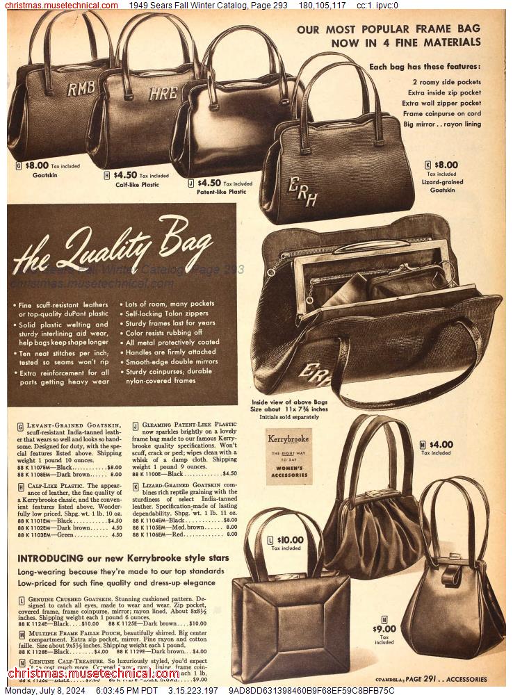 1949 Sears Fall Winter Catalog, Page 293