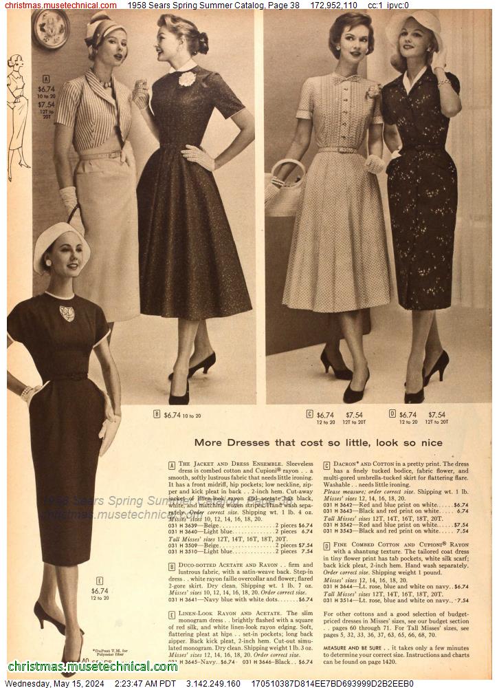 1958 Sears Spring Summer Catalog, Page 38