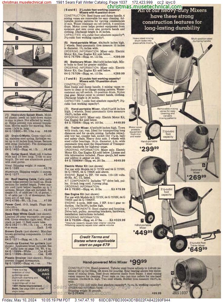 1981 Sears Fall Winter Catalog, Page 1037