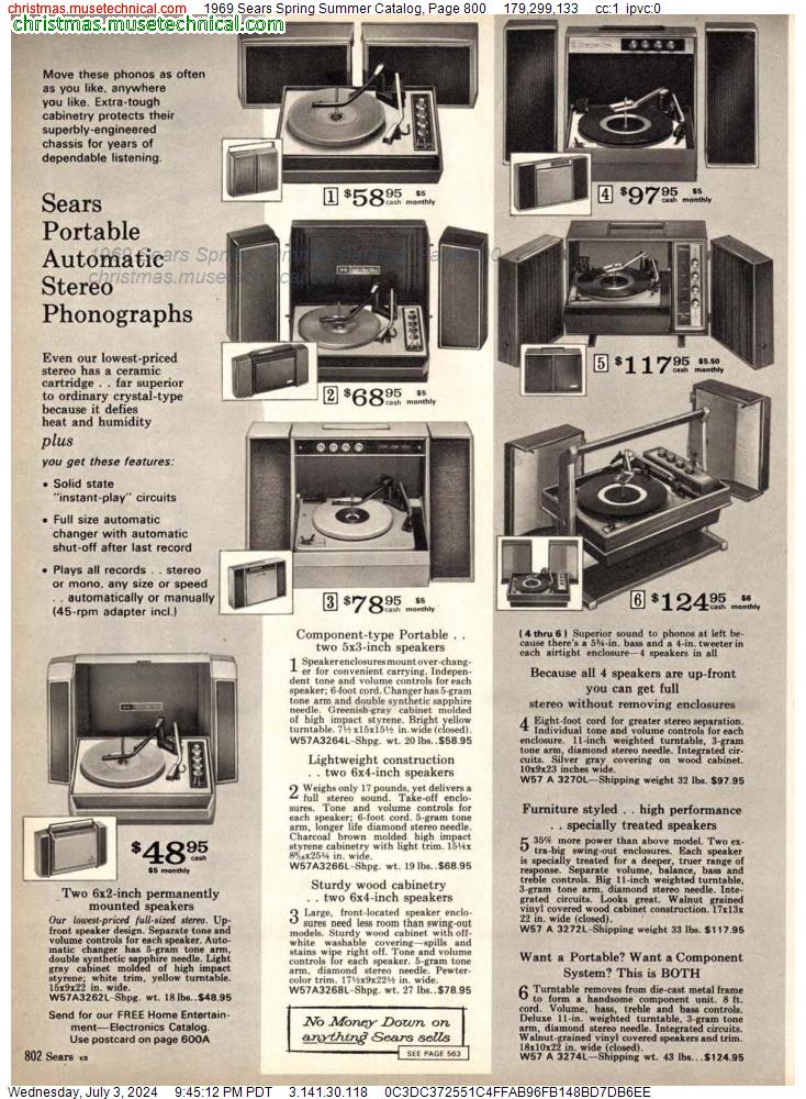 1969 Sears Spring Summer Catalog, Page 800