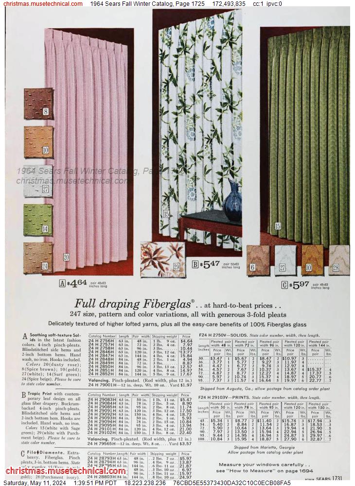 1964 Sears Fall Winter Catalog, Page 1725