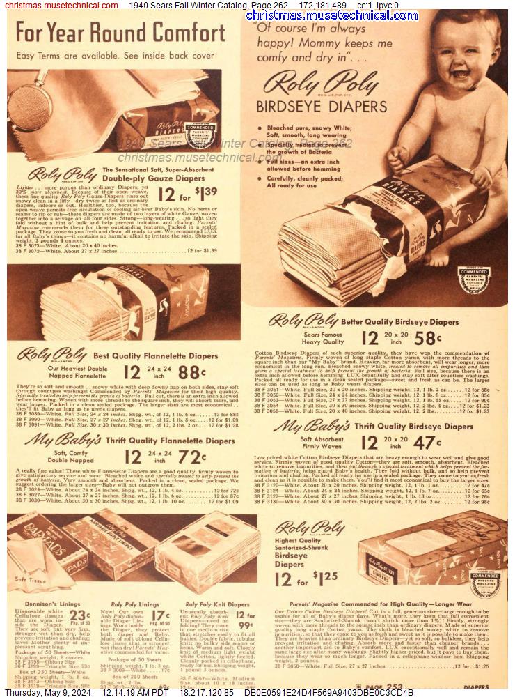 1940 Sears Fall Winter Catalog, Page 262